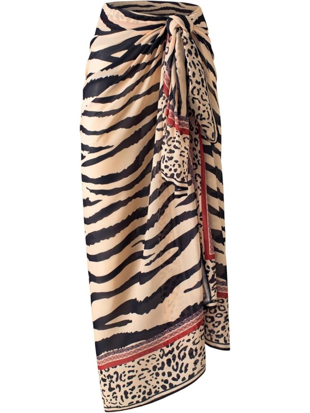Women's Animal Stripe Pattern Swimsuit High Slit Summer Floral Print Wrap Beach - Picture 5 of 6